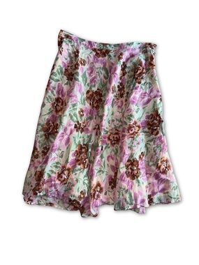 Floral Vintage George Midi Skirt in Lavender and Green